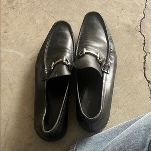 Salvatore Ferragamo Black Leather Slip-On Loafers